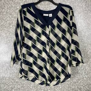 Liz Claiborne Women's Kaftan Style Patterned Blouse - Size Large - Vacation Top